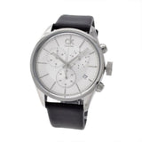 Calvin Klein Masculine Chronograph White Dial Black Leather Strap Watch for Men - K2H27120