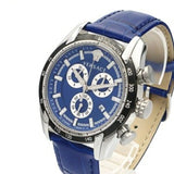 Versace V-Ray Chronograph Quartz Blue Dial Blue Leather Strap Watch for Men - VE2I00721