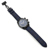 Versace V-Ray Chronograph Quartz Blue Dial Black Leather Strap Watch For Men - VEDB00418