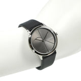 Calvin Klein Minimal Grey Dial Black Leather Strap Watch for Men - K3M221C3