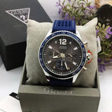 Guess Fleet Chronograph Black Dial Blue Rubber Strap Watch for Men - W0971G2