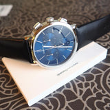 Calvin Klein Chronograph Blue Dial Black Leather Strap Watch for Men - K8Q371CN