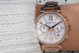 Michael Kors Sofie Chronograph Quartz White Dial Rose Gold Steel Strap Watch For Women - MK6576
