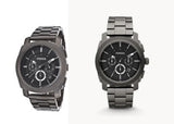 Fossil Machine Chronograph Black Dial Black Steel Strap Watch for Men - FS4662