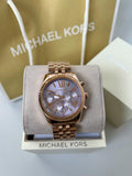Michael Kors Lexington Purple Dial Rose Gold Steel Strap Watch For Women - MK6207