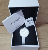 Calvin Klein Rise White Grey Dial White Leather Strap Watch for Women - K7A231L6