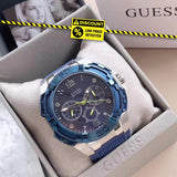 Guess Genesis Multi Function Analog Blue Dial Blue Rubber Strap Watch For Men - W1254G1