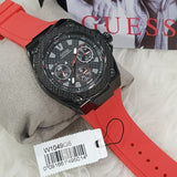 Guess Legacy Black Dial Red Silicone Strap Watch for Men - W1049G6