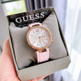 Guess Solstice Diamonds White Dial Pink Rubber Strap Watch For Women - GW0113L4