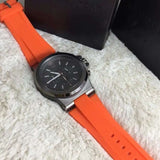 Michael Kors Dylan Chronograph Grey Dial Orange Rubber Strap Watch for Men - MK8296