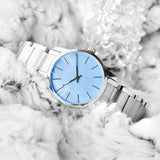 Calvin Klein City Mother of Pearl Blue Dial Silver Steel Strap Watch for Women - K2G2314X