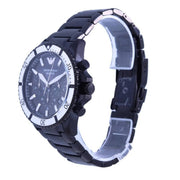 Emporio Armani Diver Chronograph Black Dial Black Steel Strap Watch For Men - AR80050