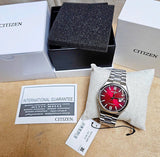 Citizen Tsuyosa Automatic Red Dial Silver Steel Strap Watch For Men - NJ0150-56W