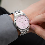 Citizen x Pantone Dreamy Pink Dial Silver Steel Strap Watch For Men - NJ0158-89X