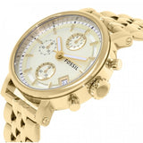 Fossil Boyfriend Chronograph Gold Dial Gold Steel Strap Watch for Women - ES2197