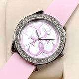 Guess G-Twist Diamonds Silver Dial Pink Rubber Strap Watch for Women - W1240L1