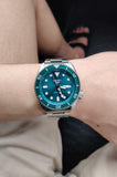 Seiko 5 Sports Automatic Green Dial Silver Steel Strap Watch For Men - SRPD61K1