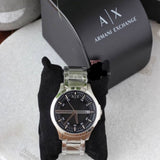 Armani Exchange Hampton Chronograph Black Dial Silver Steel Strap Watch For Men - AX2103