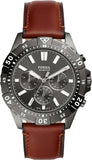 Fossil Garrett Chronograph Grey Dial Brown Leather Strap Watch for Men - FS5770