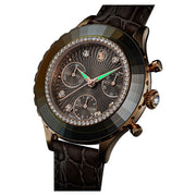Swarovski Octea Chrono Grey Dial Grey Leather Strap Watch for Women - 5671153