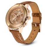 Swarovski Octea Lux Chrono Brown Gold Dial Brown Leather Strap Watch for Women - 5632260