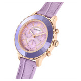 Swarovski Octea Lux Chrono Purple Dial Purple Leather Strap Watch for Women - 5632263