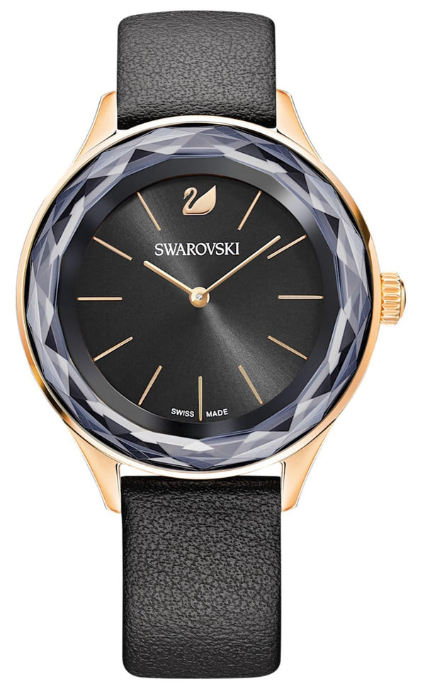 Swarovski Octea Nova Grey Dial Grey Leather Strap Watch for Women - 5295358