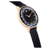 Swarovski Octea Nova Black Dial Black Leather Strap Watch for Women - 5650033