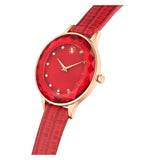 Swarovski Octea Nova Quartz Red Dial Red Leather Strap Watch for Women - 5650002