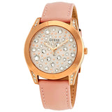 Guess Wonderlust Beige Dial Pink Leather Strap Watch for Women - W1065L1