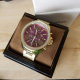 Michael Kors Wren Purple Dial Gold Steel Strap Watch for Women - MK6290