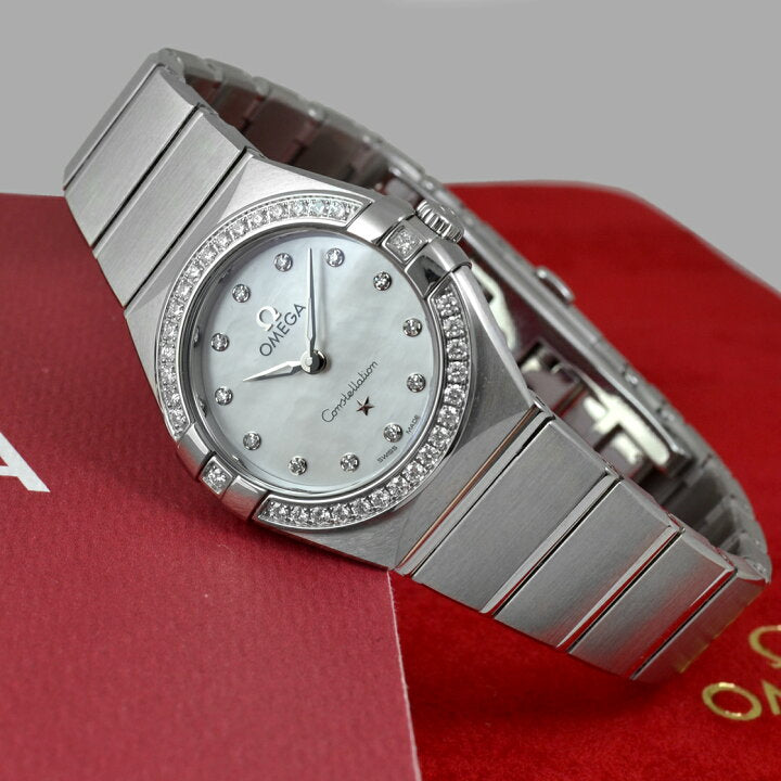 Omega Constellation Manhattan Quartz Diamonds Mother of Pearl Dial Silver Steel Strap Watch for Women - 131.15.25.60.55.001