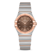 Omega Constellation Quartz Brown Dial Silver Steel Strap Watch for Women - 131.20.25.60.13.001