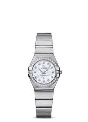 Omega Constellation Quartz Diamonds Silver Dial Silver Steel Strap Watch for Women - 123.15.27.60.55.004