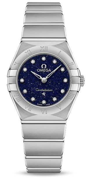 Omega Constellation Manhattan Quartz Diamonds Blue Dial Silver Steel Strap Watch for Women - 131.10.25.60.53.001