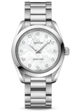 Omega Seamaster Aqua Terra Quartz Diamonds Mother of Pearl Dial Silver Steel Strap Watch for Women - 220.10.28.60.55.001