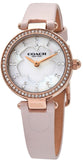 Coach Perry Diamonds Mother of Pearl Dial Pink Leather Strap Watch for Women - 14503190