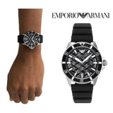 Emporio Armani Meccanico Automatic Black Dial Black Silicone Strap Watch For Men - AR60062