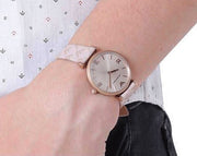 Emporio Armani Analog Grey Dial Pink Leather Strap Watch For Women - AR11126