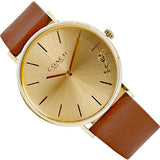 Coach Perry Analog Gold Dial Brown Leather Strap Watch for Women - 14503331-C