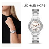 Michael Kors Camille Chronograph White Dial Silver Steel Strap Watch For Women - MK7198