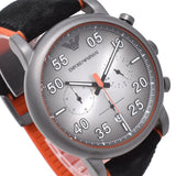 Emporio Armani Chronograph Quartz Grey Dial Black Leather Strap Watch For Men - AR11174