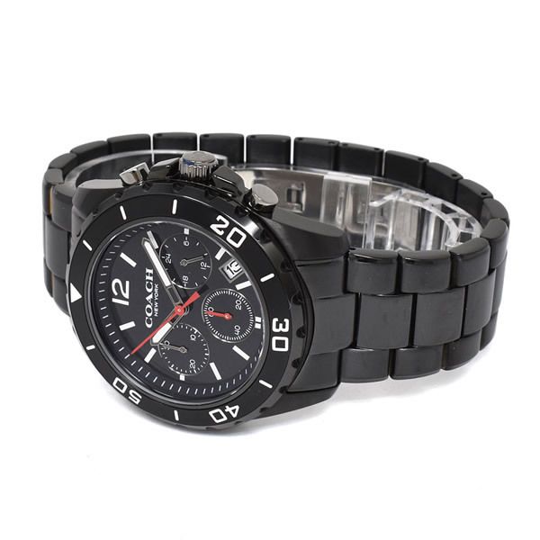 Coach Kent Chronograph Black Dial Black Steel Strap Watch for Men - 14