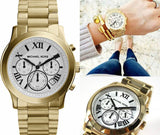 Michael Kors Cooper Chronograph White Dial Gold Steel Strap Watch For Women - MK5916