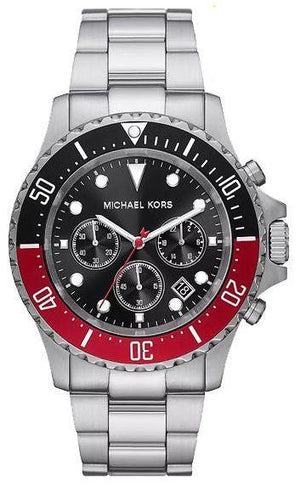 Michael Kors Everest Chronograph Black Dial Silver Steel Strap Watch For Men - MK8977