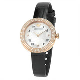 Emporio Armani Rosa Quartz Mother Of Pearl White Dial Black Leather Strap Watch For Women - AR11356