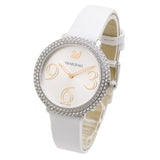 Swarovski Crystal Frost Silver Dial White Leather Strap Watch for Women - 5484070