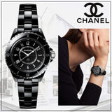 Chanel J12 Quartz Black Dial Black Steel Strap Watch for Women - J12 H5695