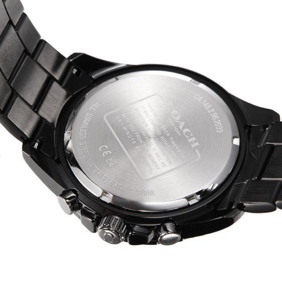 Coach Kent Chronograph Black Dial Black Steel Strap Watch for Men - 14