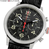 Tommy Hilfiger Jake Chronograph Black Dial Black Leather Strap Watch for Men - 1791232